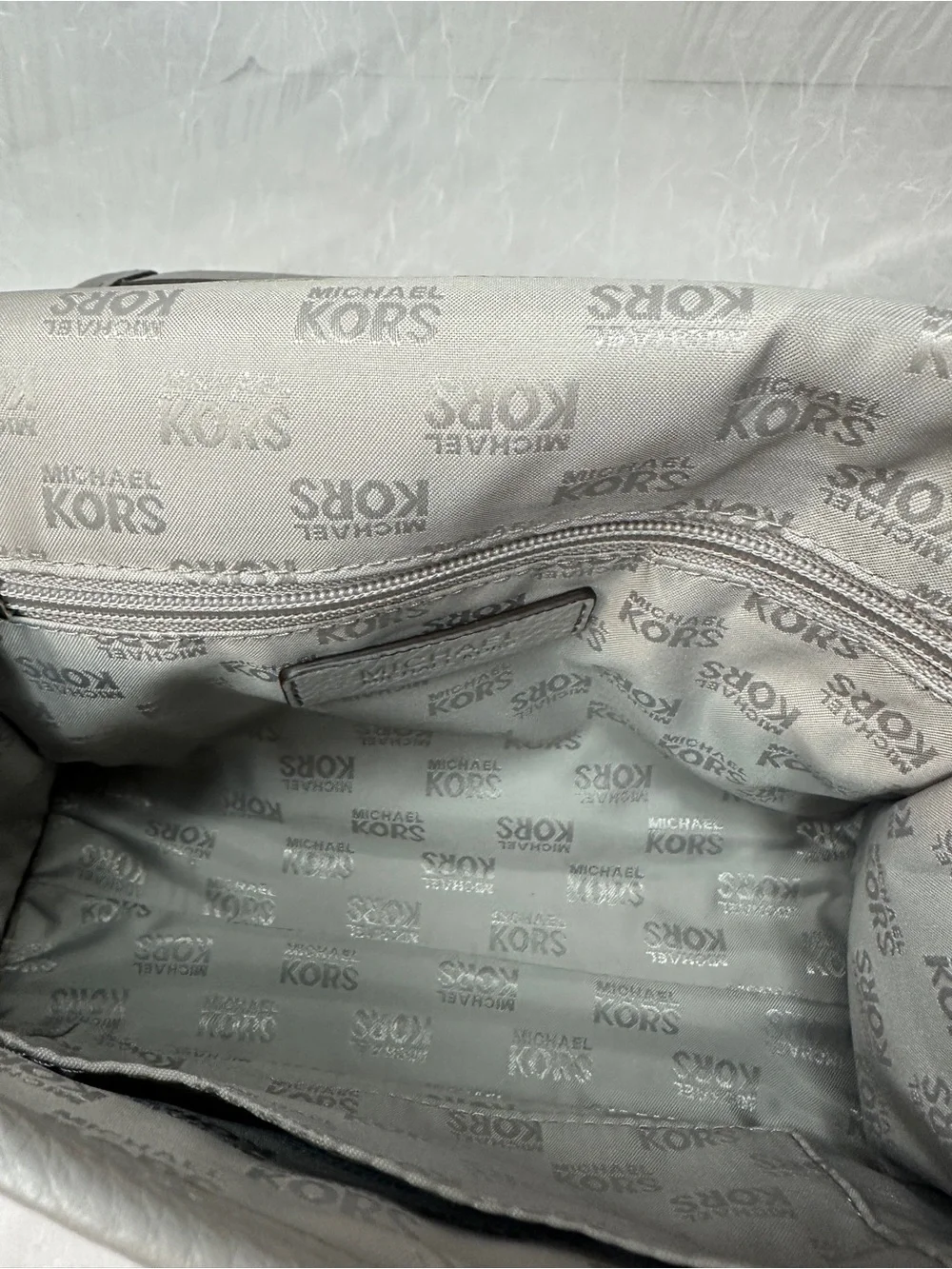 Michael Kors Pebbled Leather Crossbody Bag in Taupe Gray - Picture 8 of 10